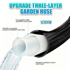 Metal connectors of VERDOW 5FT garden hose ensuring no leaks