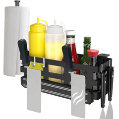 MeWeBlue Griddle Caddy front view with hooks