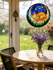 Meyocky Orange Cat Suncatcher with vibrant colours