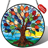 Meyocky Tree of Life stained glass suncatcher front view