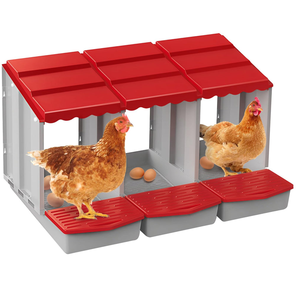 Meyoppm 3 Hole Chicken Nesting Box front view in red