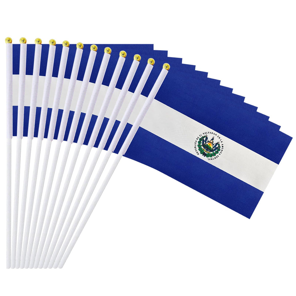mflagperft El Salvador flag on stick front view