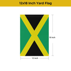 mflagperft Jamaica Garden Flag displayed in a garden