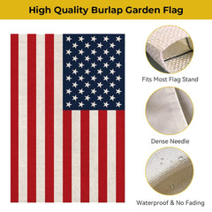 mflagperft USA Garden Flag folded, showcasing burlap-style texture