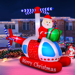 MGparty Santa Helicopter Inflatable with LED lights at night