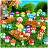 MGZTTHW 64 pcs Tiny Mushroom Figurines in multicolour