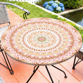MHJY Round Tablecloth fitted light brown elastic cover front view