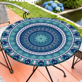 MHJY Round Tablecloth Teal Blue front view