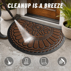 Mibao Half Round Door Mat, Coffee, in outdoor setting