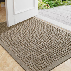 Mibao Heavy Duty Doormat beige rectangular front view