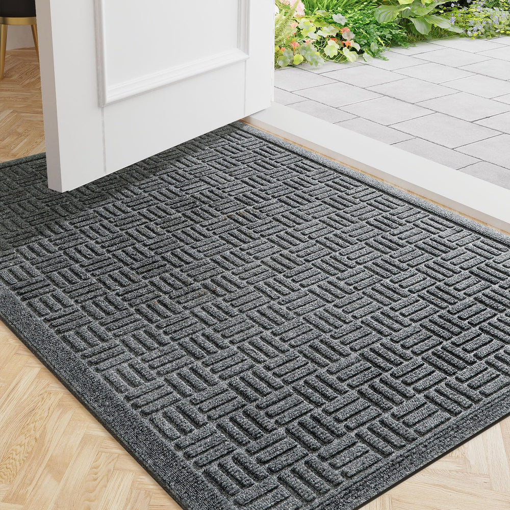 Mibao Heavy Duty Welcome Mat front view in grey