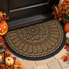 Mibao semicircular front door mat brown, front view