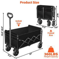 micieitie Foldable Wagon Cart, side view with wheels
