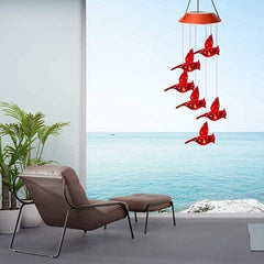 Milcraft wind chime illuminated at night with colour changing light