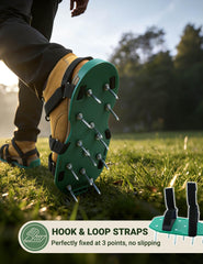 MILLUXXi Lawn Aerator Shoes on grass demonstrating use