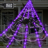 Minewish Spider Web Lights Halloween decoration with purple LED lights