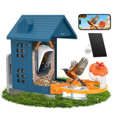 Minikey Smart Bird Feeder Camera front view in navy blue