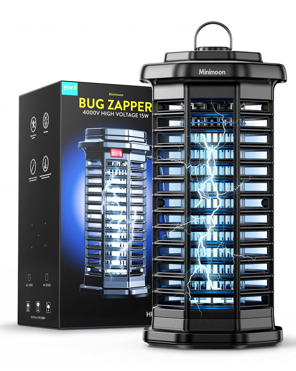 Minimoon Bug Zapper front view with black ABS housing