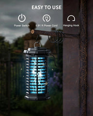 Minimoon Bug Zapper side view demonstrating the hook for hanging