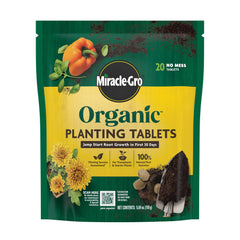 Miracle-Gro Organic Planting Tablets package front view with 20 tablets