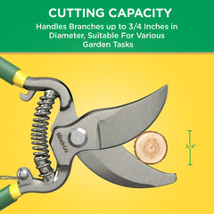 Miracle-Gro pruning shears cutting through soft stems