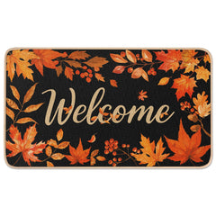 Miss Adola Fall Door Mat with pumpkins and maple leaves