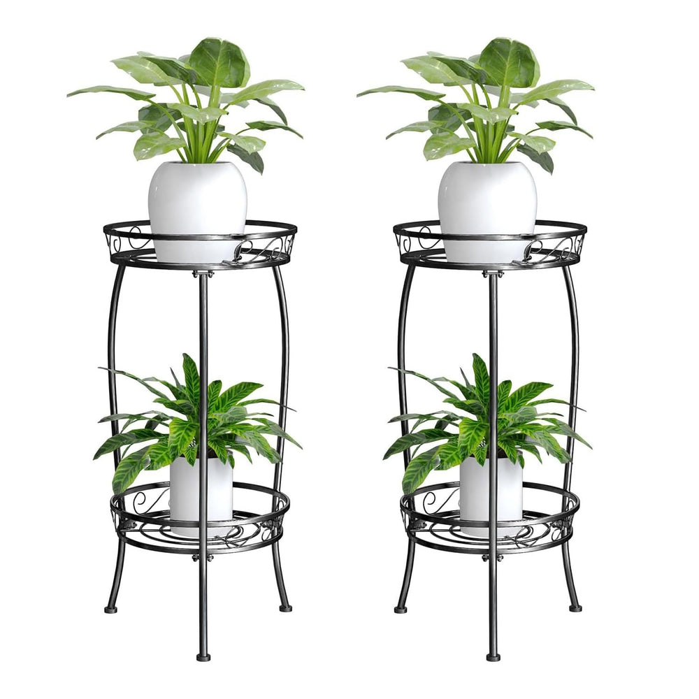 MissYolo 2 pack plant stand, 27 inch tall black metal design