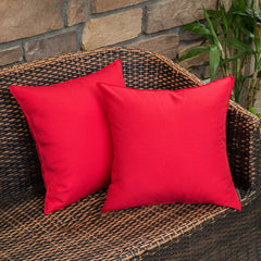 MIULEE 18x18 Red Outdoor Waterproof Pillow Cover Front View