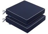 MIULEE Navy Outdoor Cushions front view with white piping