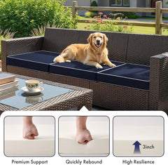 MIULEE Navy Outdoor Cushions stacked on a table