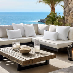 MIULEE pillow inserts displayed on patio furniture