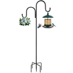MIUVIBENI 95 Inch Double Shepherds Hook front view with black finish
