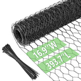 Miuwauer Chicken Wire 16.9 inch x 393.7 inch black mesh front view