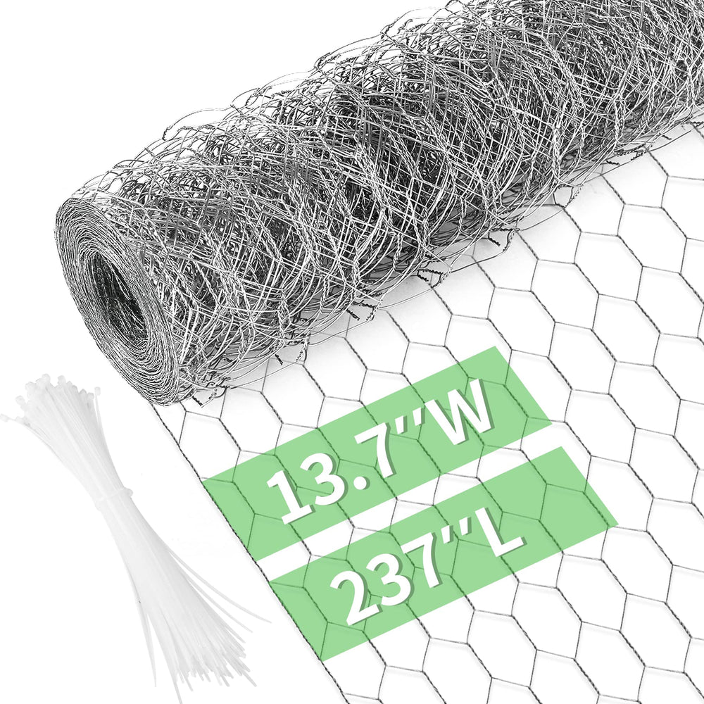 Miuwauer Chicken Wire roll 13.7" x 237" with zip ties