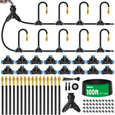 MIXC 1/4 inch 100Ft Drip Irrigation System with components laid out