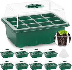 MIXC 10 Pack Seed Starter Tray Kit with humidity dome front view