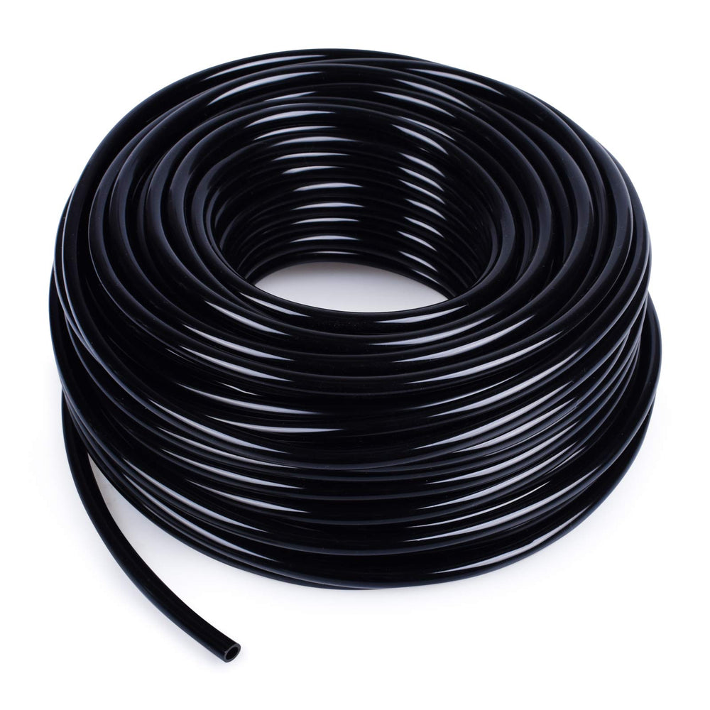 MIXC 100FT 1/4" drip irrigation tubing black PVC hose front view