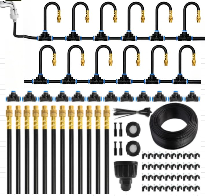 MIXC 50Ft Drip Irrigation System front view with components