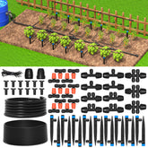 MIXC Drip Irrigation Kit components including main tubing and emitters