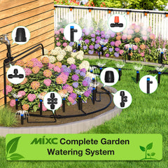 MIXC drip irrigation system installed in a garden