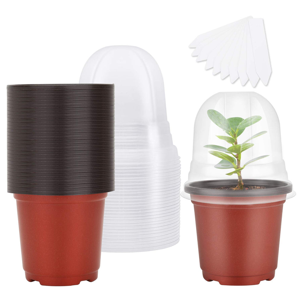 MIXC Nursery Pots with Humidity Dome, red colour, front view