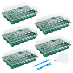 MIXC Seed Starter Tray 5-Pack with humidity dome and labels