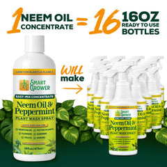 Mixing Smart Grower Neem Oil Spray with water in a spray bottle