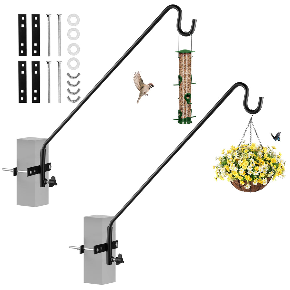 MIXXIDEA 43-inch bird feeder hook front view with adjustable clamp
