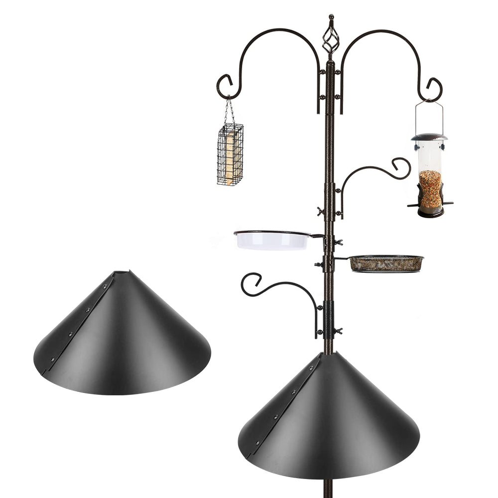 MIXXIDEA Bird Feeder Pole Kit front view with squirrel baffle