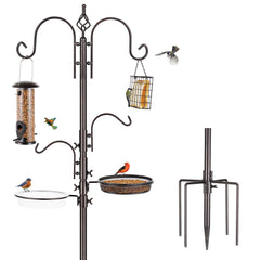 MIXXIDEA Deluxe Bird Feeding Station Kit with bronze finish and multiple feeders