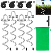 MIXXIDEA Ground Anchors Kit with four spiral stakes and straps