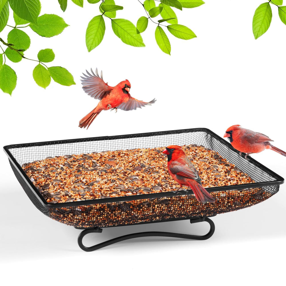 MIXXIDEA Ground Bird Feeder Tray 11x11 inches front view