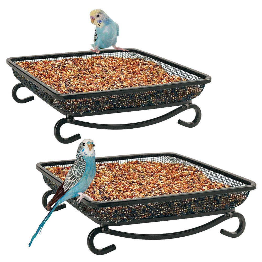 MIXXIDEA Ground Platform Bird Feeder black tray front view