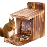 MIXXIDEA Wooden Squirrel Feeder Box front view